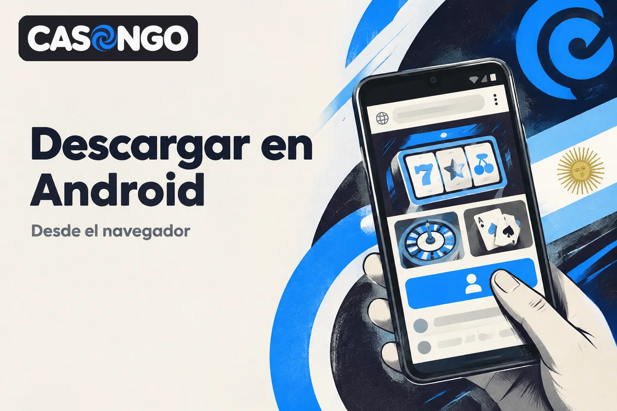 Celular Android con el sitio de juegos en pantalla