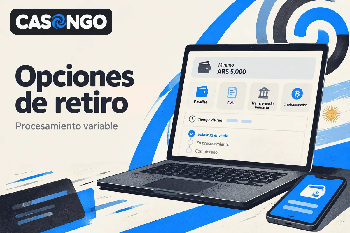 Panel de retiro con monto mínimo y estados de procesamiento