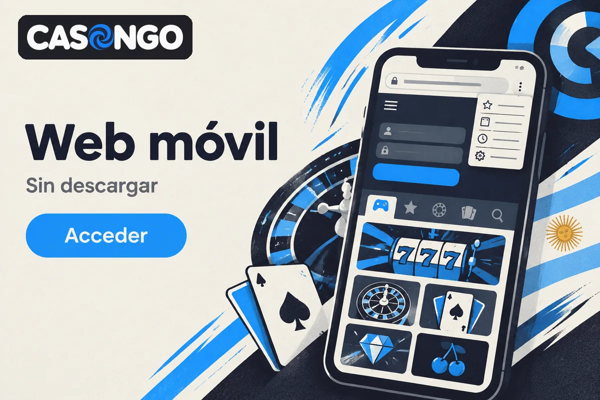Navegador móvil mostrando la versión web del casino
