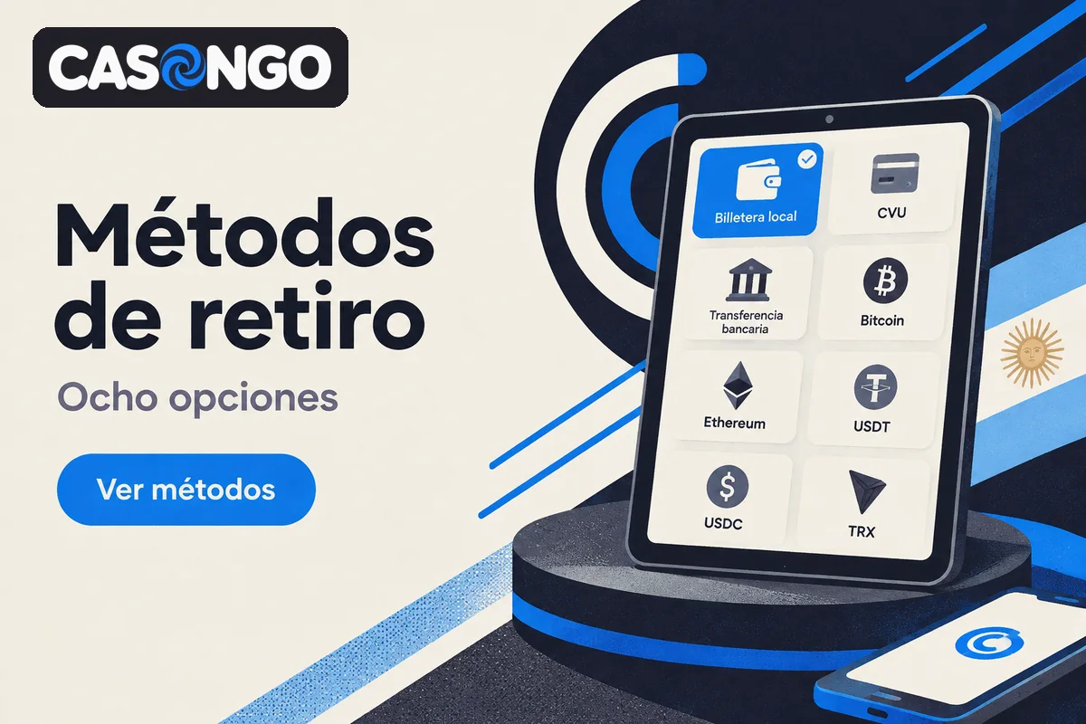 Tablet con ocho métodos disponibles para solicitar un retiro.