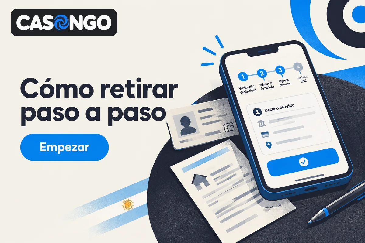 Celular con pasos de retiro y documentos de verificación.
