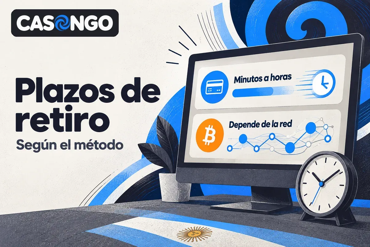 Monitor con plazos orientativos de retiros locales y criptomonedas.